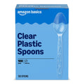 Amazon Basics Disposable Clear Plastic Spoons, Premium Quality, 100 Count, Large Pack, Packaging May Vary