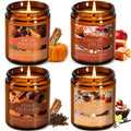 Fall Candles Set, 4 Pack Candles for Home Scented Natural Soy Wax, Autumn Gifts Set for Women Men, Fall Fragrance of Pumpkin/Cinnamon/Vanilla Cupcake/Apple