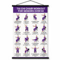 Tai Chi Chair Workout Chart, Chair Tai Chi for Seniors Poster, 16 x 24 Inch | Seated Tai Chi for Beginners: 16 Illustrated Chair Exercises for Balance, Flexibility and Mobility, Easy to Roll Up and Store