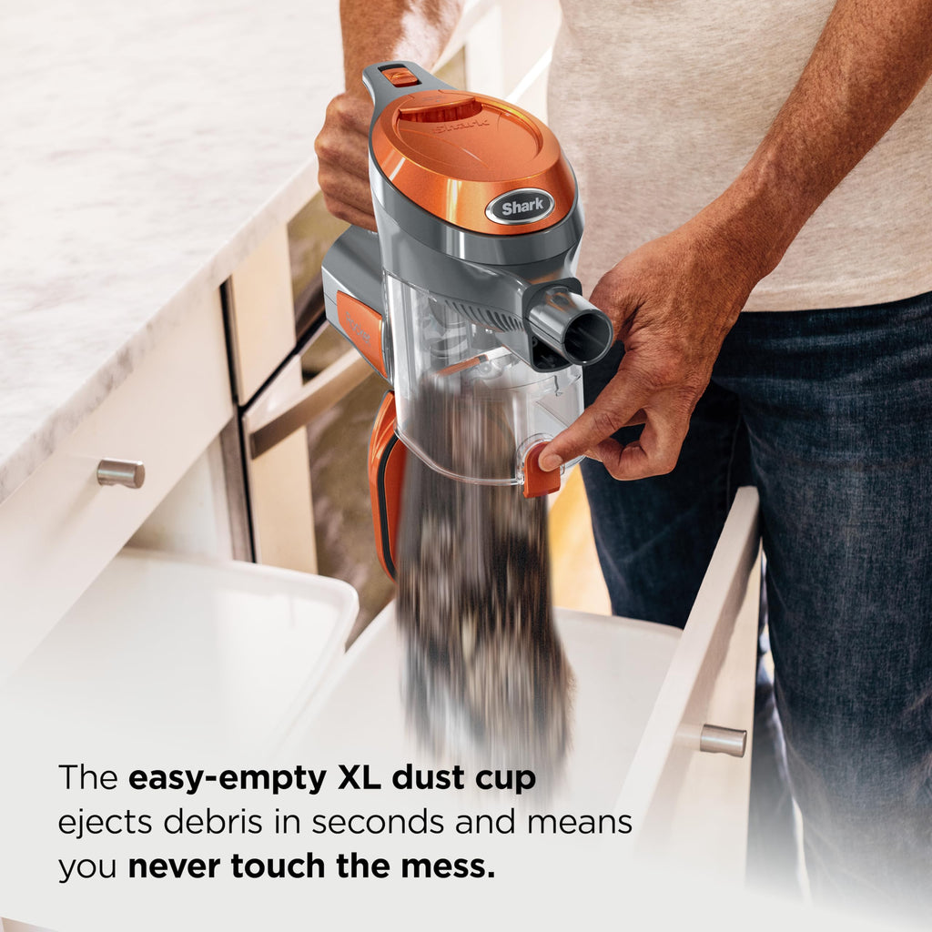 Shark Rocket Corded Stick Vacuum, Carpet & Hard Floors, Gray/Orange, HV301 | Under 9 Lbs., Handheld Conversion, Pet Hair Pickup, Swivel Steering, Low-Profile Reach, Crevice and Upholstery Tools