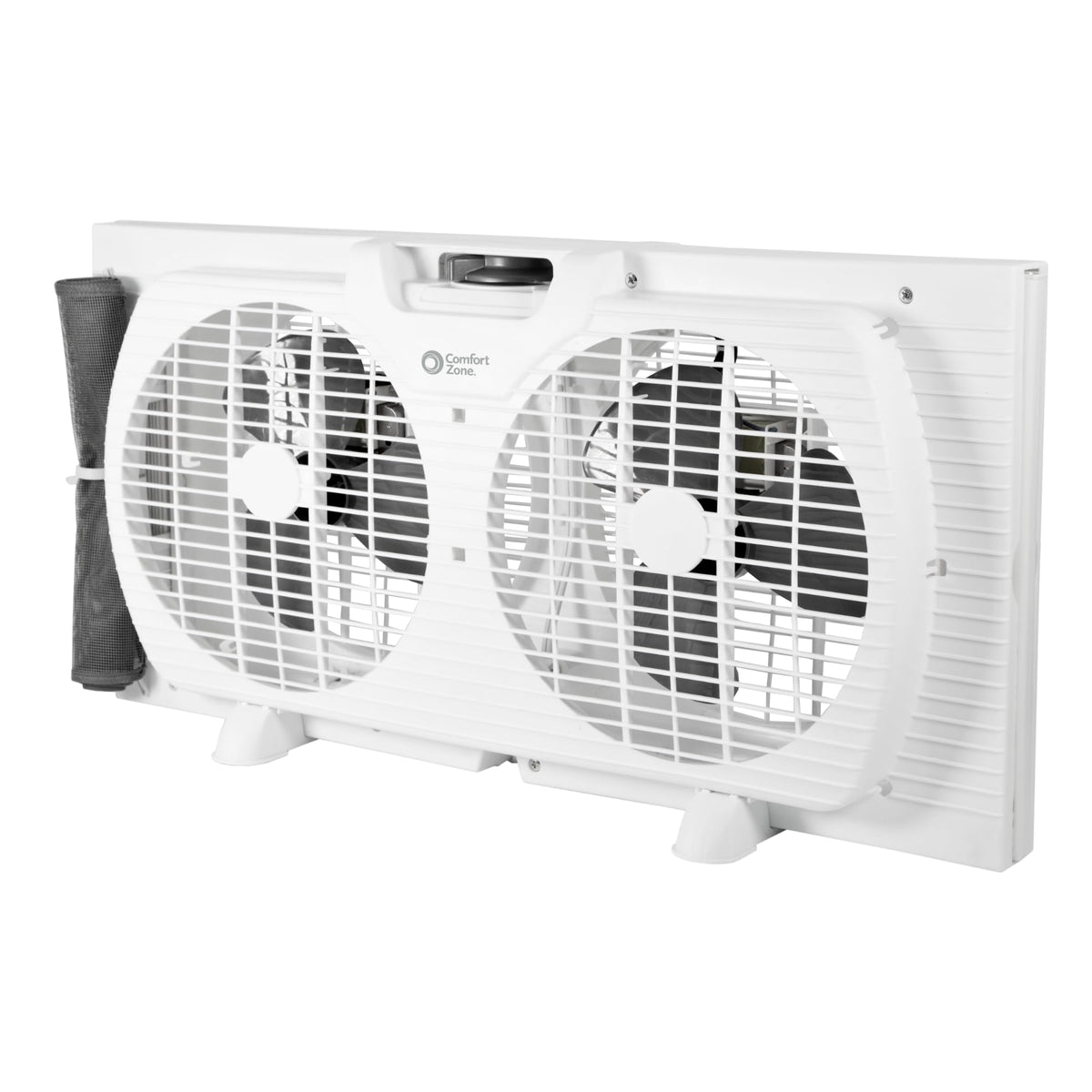 COMFORT ZONE Reversible Twin Window Fan with 3-Speeds & Expandable Width | Draw Cool Air In or Manually Reverse to Pull Warm Stale Air Out, Removeable Bug Screen, ETL Certified for Home and Kitchen