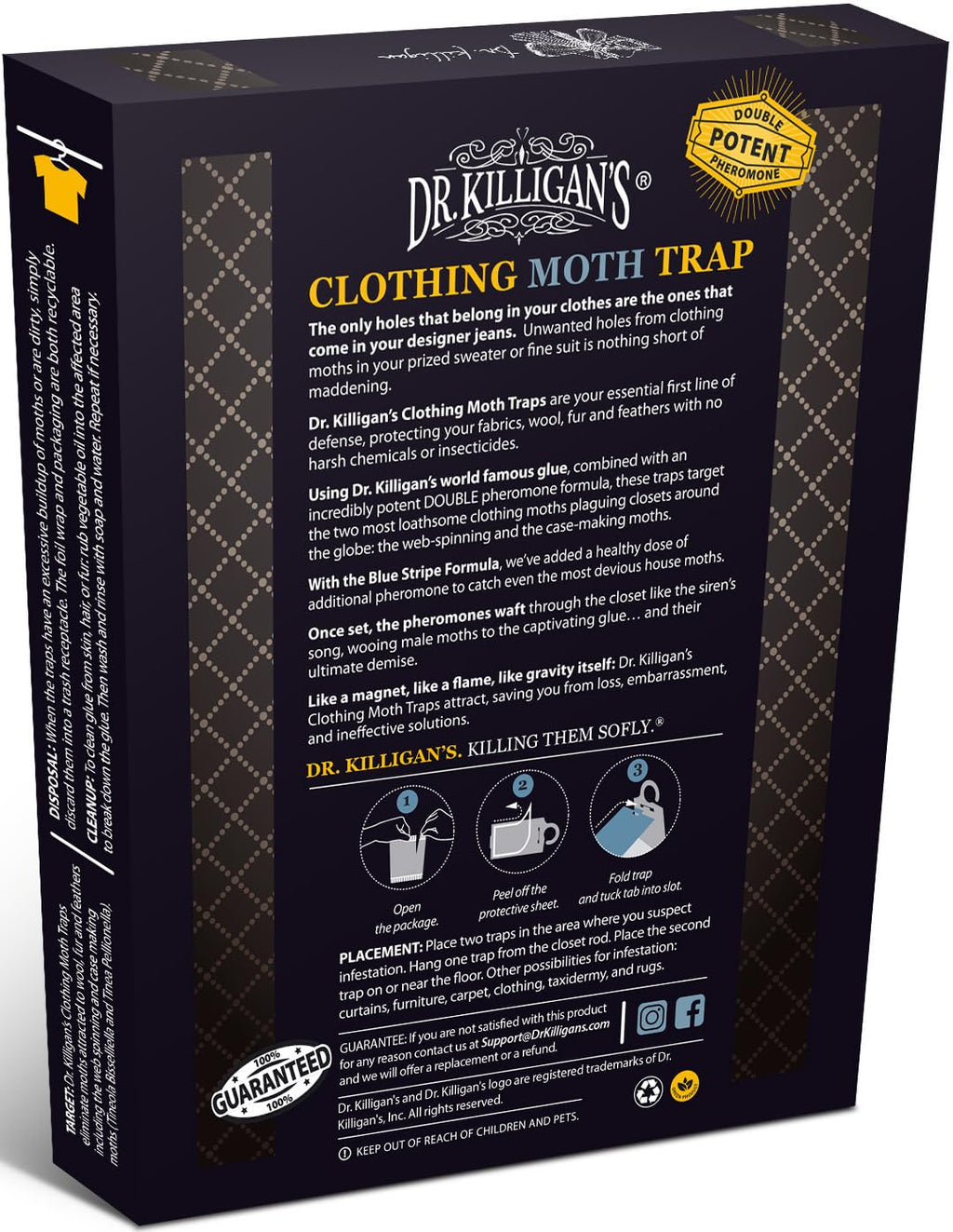 Dr. Killigan's Premium Clothing Moth Traps with Pheromones (Black, 6 Traps) | Clothes Moth Traps with Pheromones, Alternative to Moth Balls, Targets the Webbing Clothes Moth & Casemaking Clothes Moth