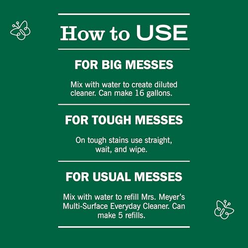 MRS. MEYER'S CLEAN DAY Multi-Surface Concentrate, Lemon Verbena, 2 Pack | 32 oz, Dilute with Water for Powerful Cleaner, Makes Up to 16 Gallons per Bottle, Removes Dirt and Freshens Surfaces