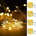 4 Pack Fairy Lights Battery Operated 16FT 50 LED String Lights Warm White | 6Hr On / 18Hr Off Timer, Flexible Waterproof Silver Wire, Cuttable Starry Fairy Light for Bedroom Dorm Wedding Home Christmas