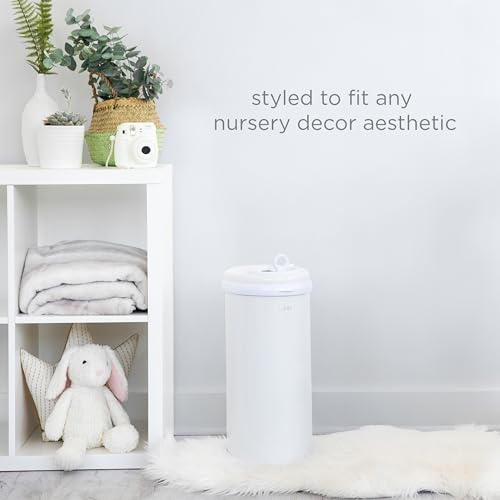 Ubbi Stainless Steel Diaper Pail, No Special Bags, Odor-Locking, White | Award-Winning Registry Must-Have, Childproof Safety Lid with Lock, Holds Up To 55 Newborn Diapers, Modern Nursery Essential