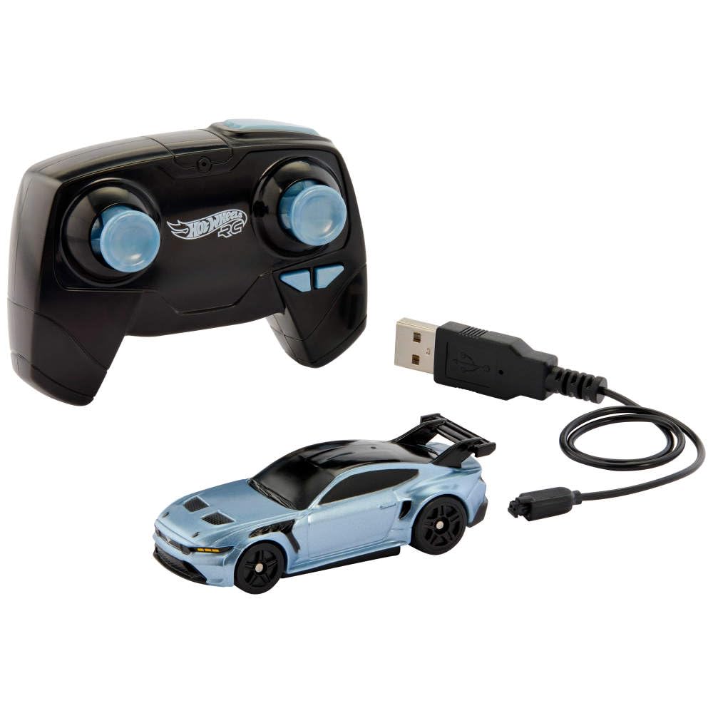 Hot Wheels RC Ford Mustang, Remote-Control Toy Car | 1:64 Scale Booster Button to Race & Stunt On or Off Track, Recharge with USB Cable, Full-Function