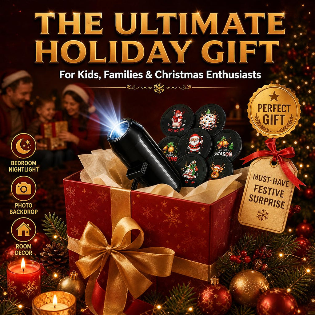 2027 New Plug and Play Hd Christmas Projector Indoor, 360°Adjustable Christmas Scene Projector Indoor, Holiday Projector for Bedroom, Gaming Room (10 Projection Films)