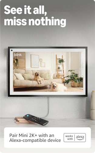 Blink Mini 2K+ (newest model) – Plug-in Home & Pet Indoor Security Camera with 2K video resolution, night vision, enhanced audio, motion detection – 1 camera (White)