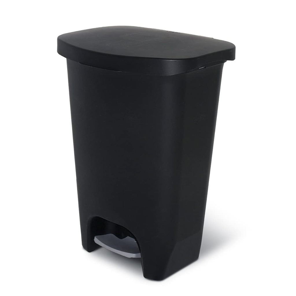 Glad Trash Can with Clorox Odor Protection | Plastic Bin, 13 Gal, Black | Kitchen Waste Bin | Hands Free with Step On Foot Pedal and Garbage Bag Rings