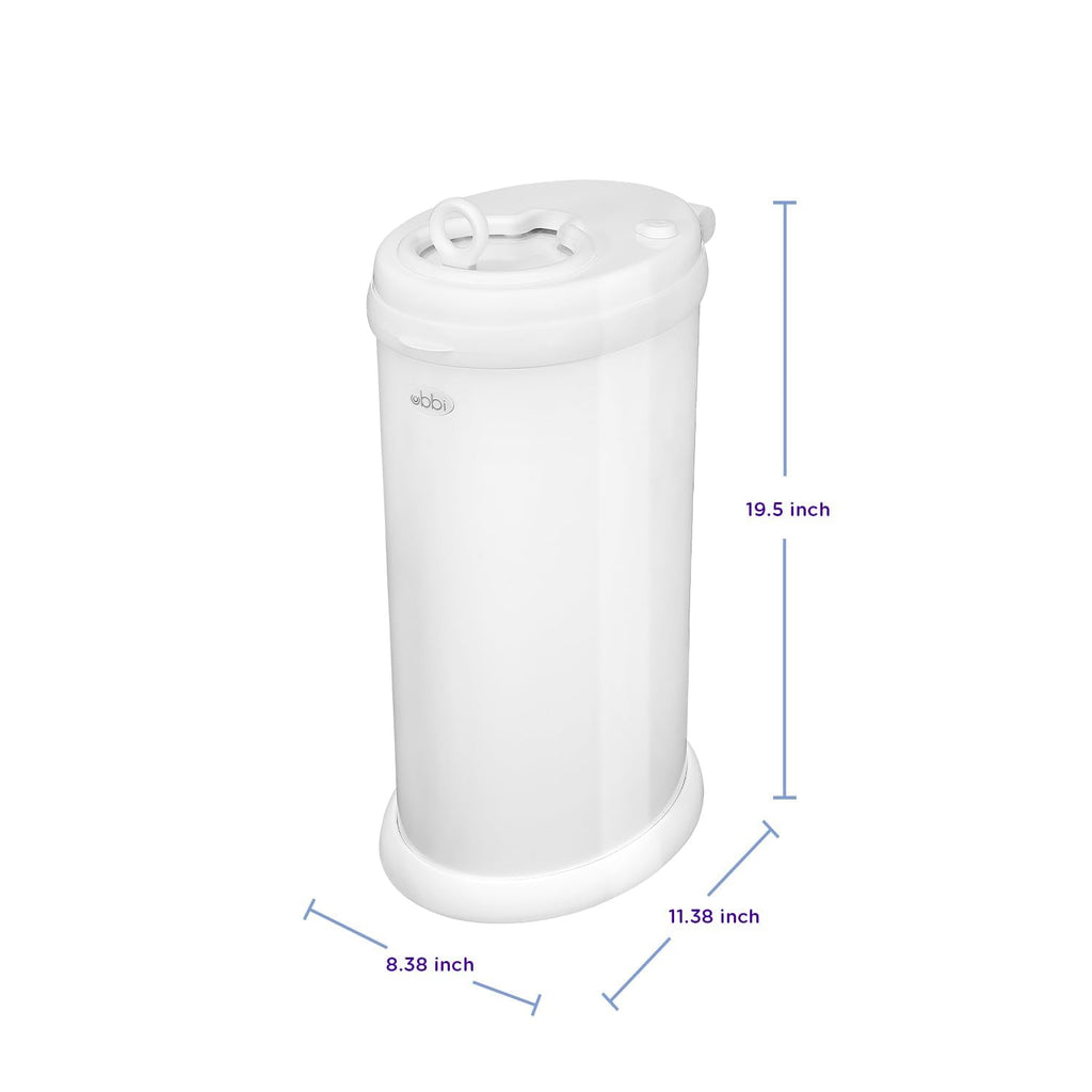 Ubbi Stainless Steel Diaper Pail, No Special Bags, Odor-Locking, White | Award-Winning Registry Must-Have, Childproof Safety Lid with Lock, Holds Up To 55 Newborn Diapers, Modern Nursery Essential