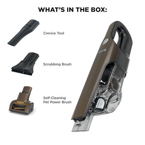 Shark UltraCyclone Pet Pro Plus Cordless Handheld Vacuum, Brown, CH951BR1 | Powerful Suction, Portable Vacuum for Car & Home, Pet Power Brush, Crevice Tool, Scrubbing Brush, XL Dust Cup