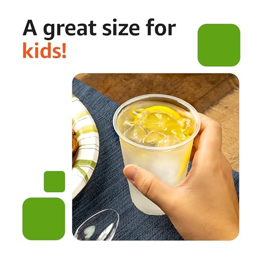 Amazon Basics Small Disposable Clear Plastic Cups, 9oz, 100 Count, Packaging May Vary