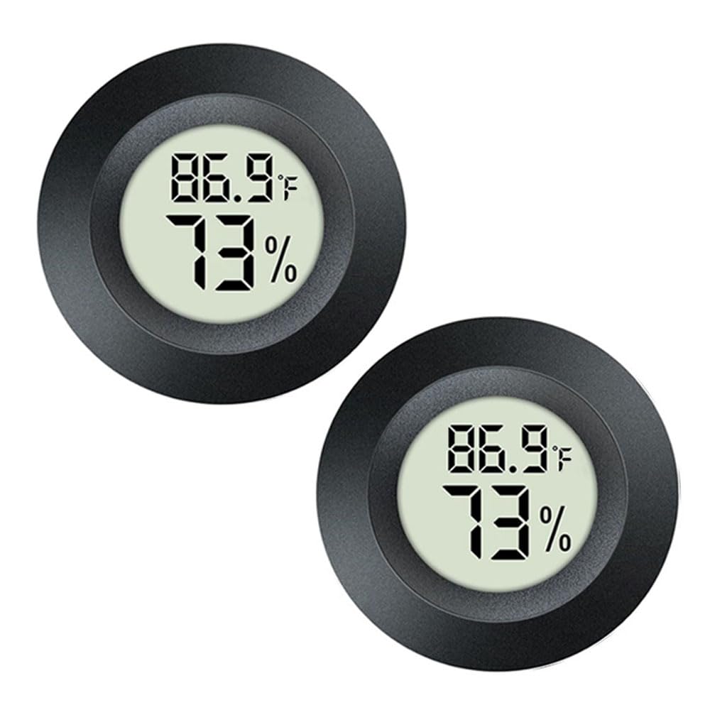 JEDEW 2 Pack Hygrometer Thermometer Digital Humidity Meter Indoor/Outdoor Humidity Monitor Reptile Thermo-Hygrometer for Greenhouse Humidors Terrarium Jars, Fahrenheit (℉) /Celsius(℃) (2)