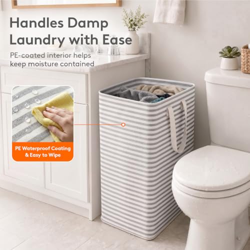 Lifewit 80L Large Laundry Baskets, Laundry Hampers Bags, 2 Pack, Grey | Freestanding, Waterproof, Collapsible Clothes Hamper with Reinforced Handles for Dorm, Laundry Room, Bedroom, Bathroom