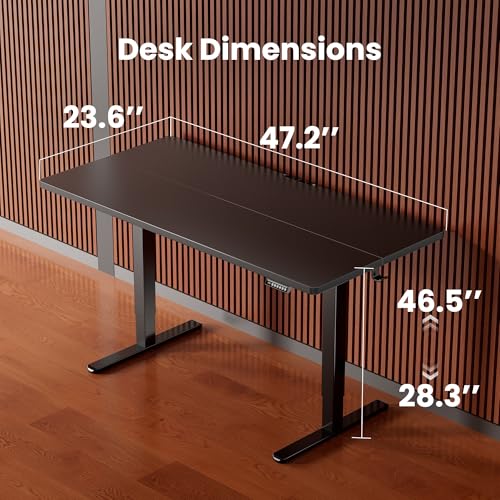 ErGear 48 X 24 Inch Height Adjustable Electric Standing Desk, Black | Stand Up office Desk, Home Office Computer Desk with 4 Memory Presets, Stable Steel Frame, 176 lbs Capacity, Easy Assembly