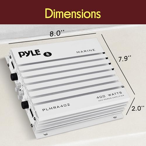 Pyle Hydra Marine 400W 4-Channel Waterproof Amplifier - PLMRA402 | 400W 4-Channel Marine Amplifier with IP-01 Waterproof Rating