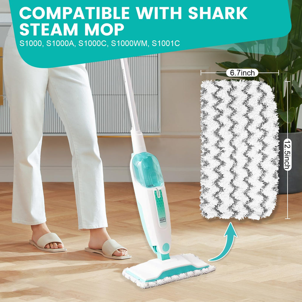 6 Pack Steam Mop Replacement Pads Compatible with Shark Steam Mops | Fit for S1000/S1000A/S1000C/S1000WM/S1001C, Floor Steamer Pads Washable, Reusable Microfiber Cleaner Pads