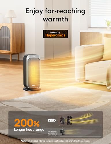 DREO Quiet Space Heater, 1500W Portable Heaters for Indoor Use with Remote