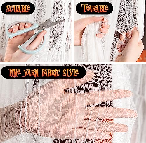 RunNico 197" x 85" Halloween Creepy Cloth - Halloween Spooky Fabric Cloth - Scary Gauze Blood Creepy Cloth for Haunted House Halloween Party Yard Wall Doorway Outdoors Decoration