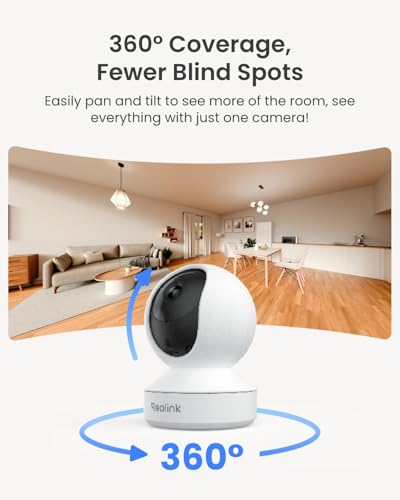 REOLINK 4MP 2K Indoor Camera E1, Plug-in WiFi 6 Security Camera | 360 Degree Pet Camera with Phone app, Baby Monitor with Person/Pet/Cry Detection, Night Vision, 2-Way Talk, Local Storage