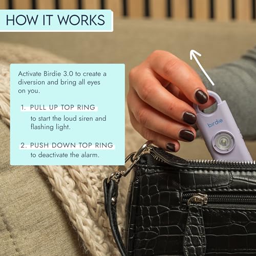 She’s Birdie 3.0 New Version – The Original Personal Safety Alarm for Women by Women–Loud Siren, Flash Light and Rechargeable Battery in a Variety of Colors (Lavender Purple)
