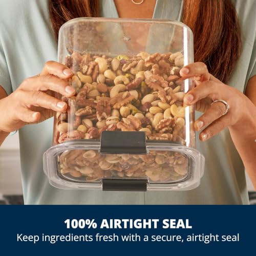 Rubbermaid Brilliance 12-Cup Airtight Food Storage Container, Perfect for Pantry Staples, Clear/Grey