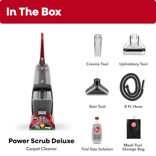 Hoover PowerScrub Deluxe Carpet Cleaner Machine, Pet & Upholstery Tools | Deep Cleaning Carpet Shampooer Machine, SpinScrub Brushes, HeatForce Drying, Pair with Hoover Carpet Cleaner Solution