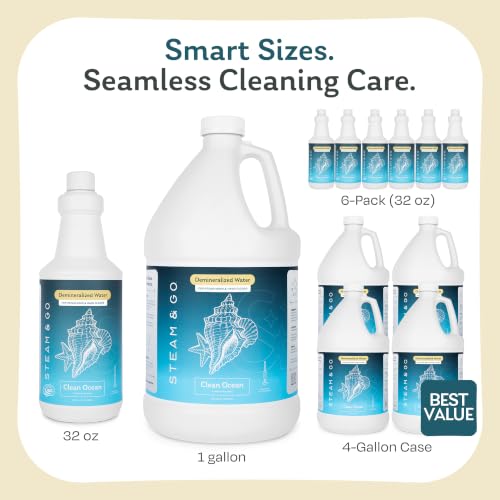 Steam & Go Demineralized Water for Steam Mop – Clean Ocean Scent, 32 oz (Pack of 1) | Scented Floor Cleaner Solution, Ready-to-Use, Compatible with Any Steam Cleaner