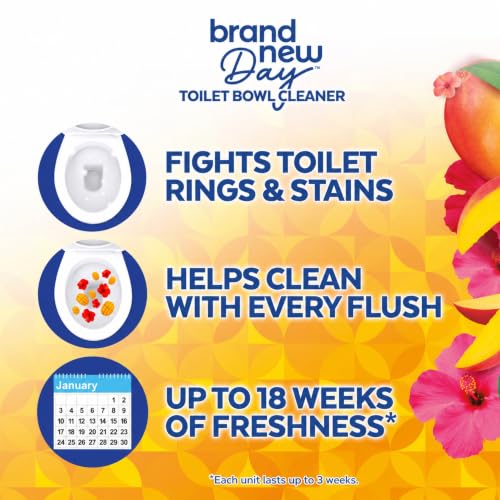 Lysol Click Gel Toilet Bowl Cleaner, Gel Stamp, Mango, 6 Count | Automatic Toilet Bowl Freshening Gel, Toilet Gel Stamps, Septic Safe, Toilet Deodorizer, Bathroom Cleaning Supplies, 18 Weeks