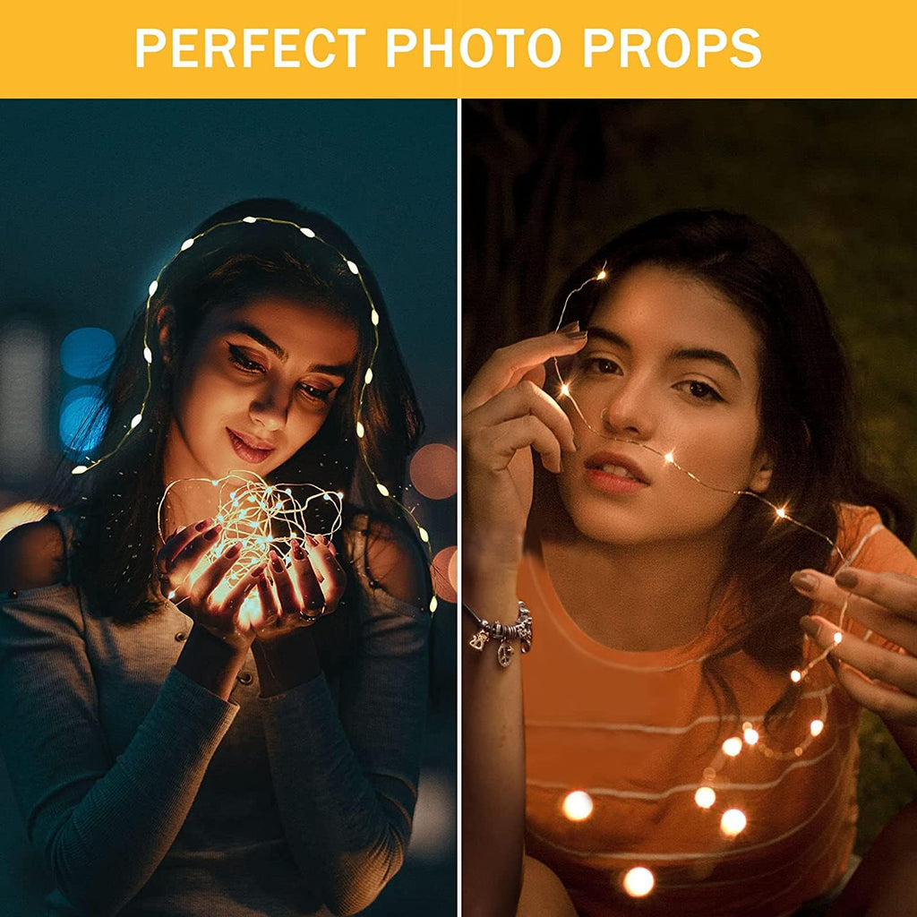 6 Pack Fairy Lights Battery Operated 7ft 20 LED Mini String Lights Twinkle Lights Silver Wire Firefly Starry Moon Lights for Mason Jars Wedding Party Christmas Centerpiece Table Decorations,Warm White