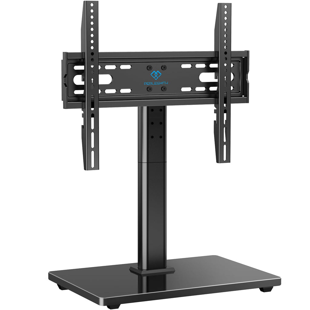 PERLESMITH Universal TV Stand Legs for 32-70 inch TVs to 99lbs with Mount | 8 Height adjustable, Tempered glass base, Fixed, Max VESA 400x400mm, Livingroom & Bedroom, PSTVS04