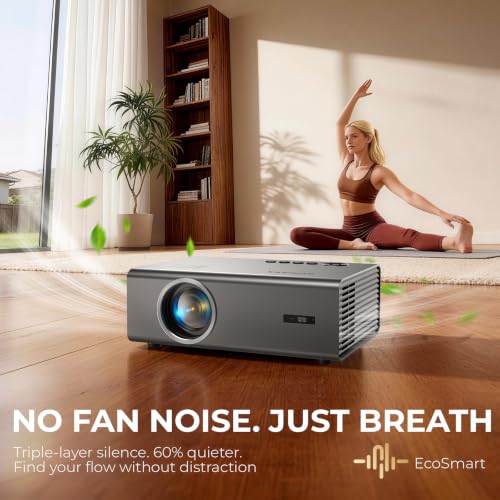 Smart Projector-4K with Wifi Bluetooth, AI Auto Focus Keystone Outdoor Home Theater VIDAA Movie Projector Built-in Apps, 60W Dolby, Airplay, Voice Control, Live TV, Ceiling, Gaming, Camping