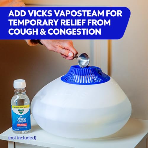 Vicks Warm Steam Vaporizer Humidifier for Medium and Large Rooms, 1.5 Gal | Warm steam humidifier provides warm relief at night for nasal congestion, can be used with VapoPads and VapoSteam