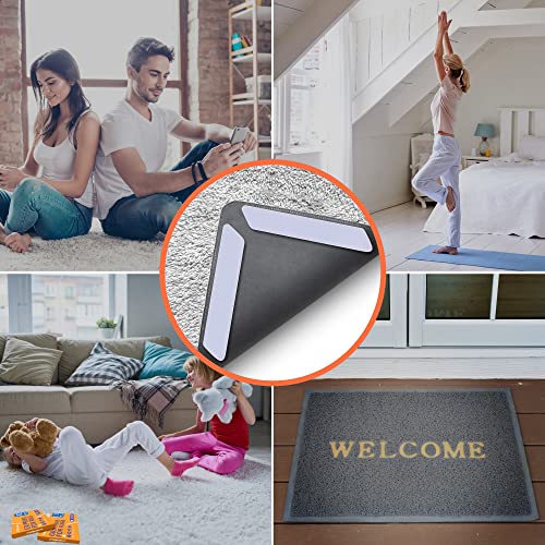 ZONGOOL 12PCS Rug Tape Non Slip Rug Pad Grippers Double Sided Carpet Tape | No Damage Floor Reusable Washable Grippers No Residue Rug Corners For Hardwood Tile&Laminate Floors Anti-Curl Rug Stickers
