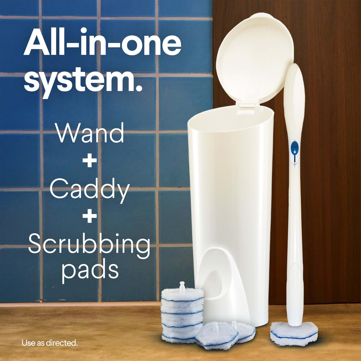 Clorox ToiletWand Toilet Cleaning Kit, 1 Starter Kit with 16 Refill Heads | 3-in-1 Starter Kit with Toilet Brush Wand, Storage Caddy and Disposable Refill Heads, Kills 99.9 Percent of Germs