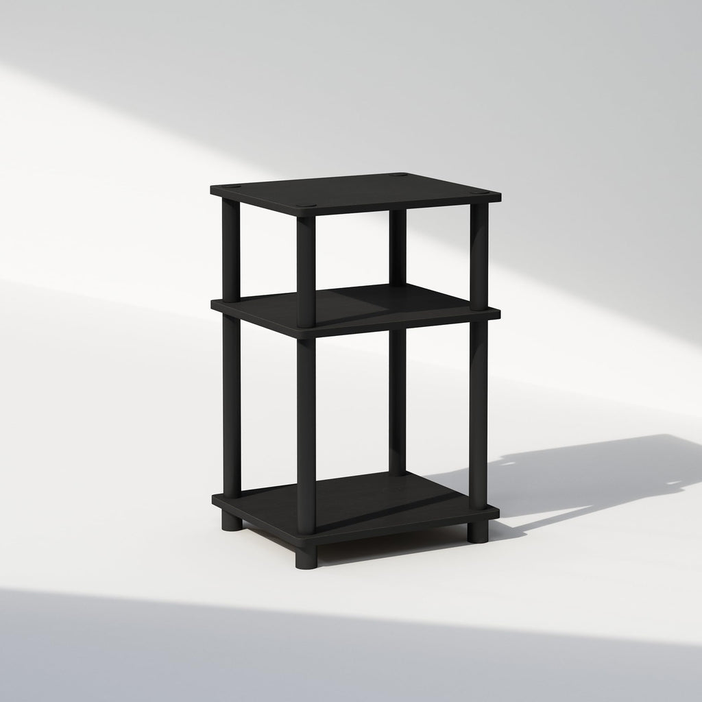 Furinno JUST Toolless 3-Tier Night Stand, Open Storage, Americano | Compact, Narrow Bedside Table, End Table, Side Table, for Bedroom, Dorm