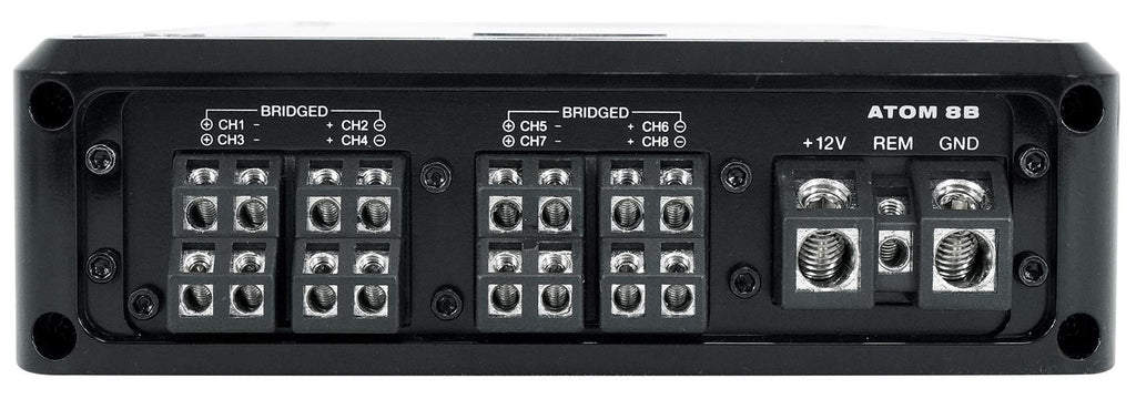 Rockville Atom 8B Black 8-Channel Marine/Boat Amplifier Amp | 3500W Peak, 880W RMS, Bluetooth, 4/6/8-Channel Configurable, Class D, Dual 50-250Hz Crossovers, RCA Line Output