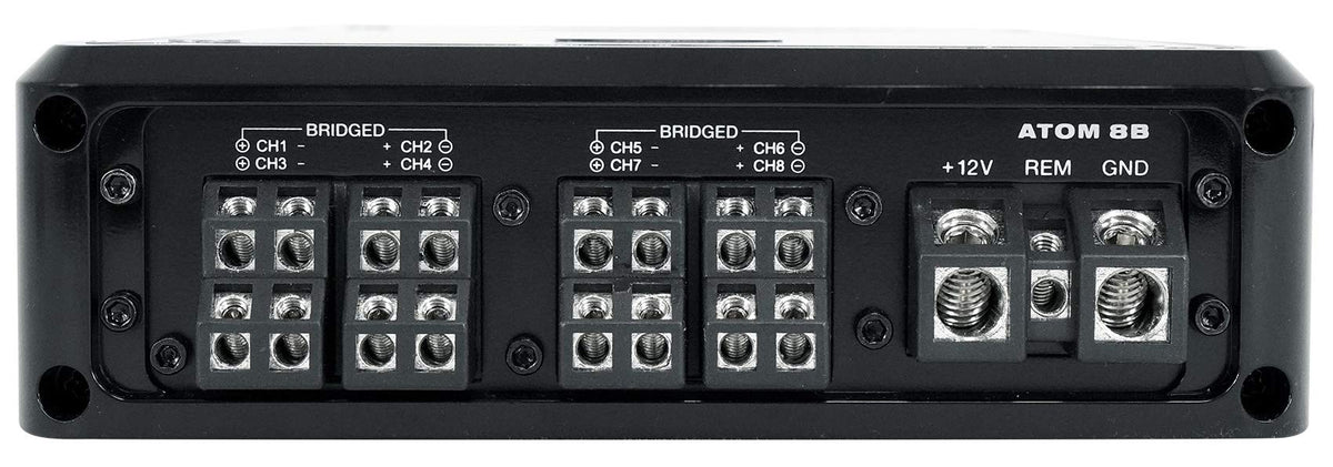 Rockville Atom 8B Black 8-Channel Marine/Boat Amplifier Amp | 3500W Peak, 880W RMS, Bluetooth, 4/6/8-Channel Configurable, Class D, Dual 50-250Hz Crossovers, RCA Line Output