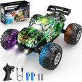 Remote Control Car All-Terrain 1:18 Rc Car with LED Lights 2 Batteries | 2WD Rc Truck, 50Min Play, 2.4GHz, 20KM/H Sturdy Off Road Remote Control Truck Toys for Boys Girls, Christmas Birthday Gift