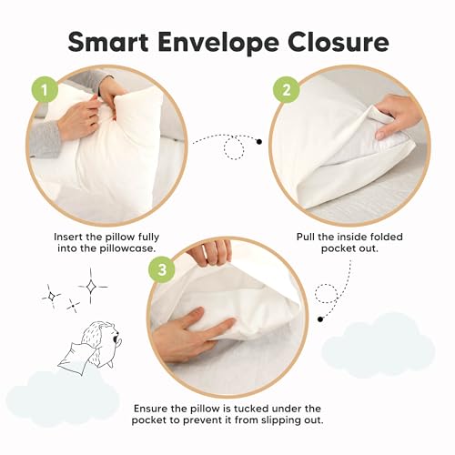 KeaBabies Toddler Pillowcase 13x18 Organic Cotton Cover, Soft White