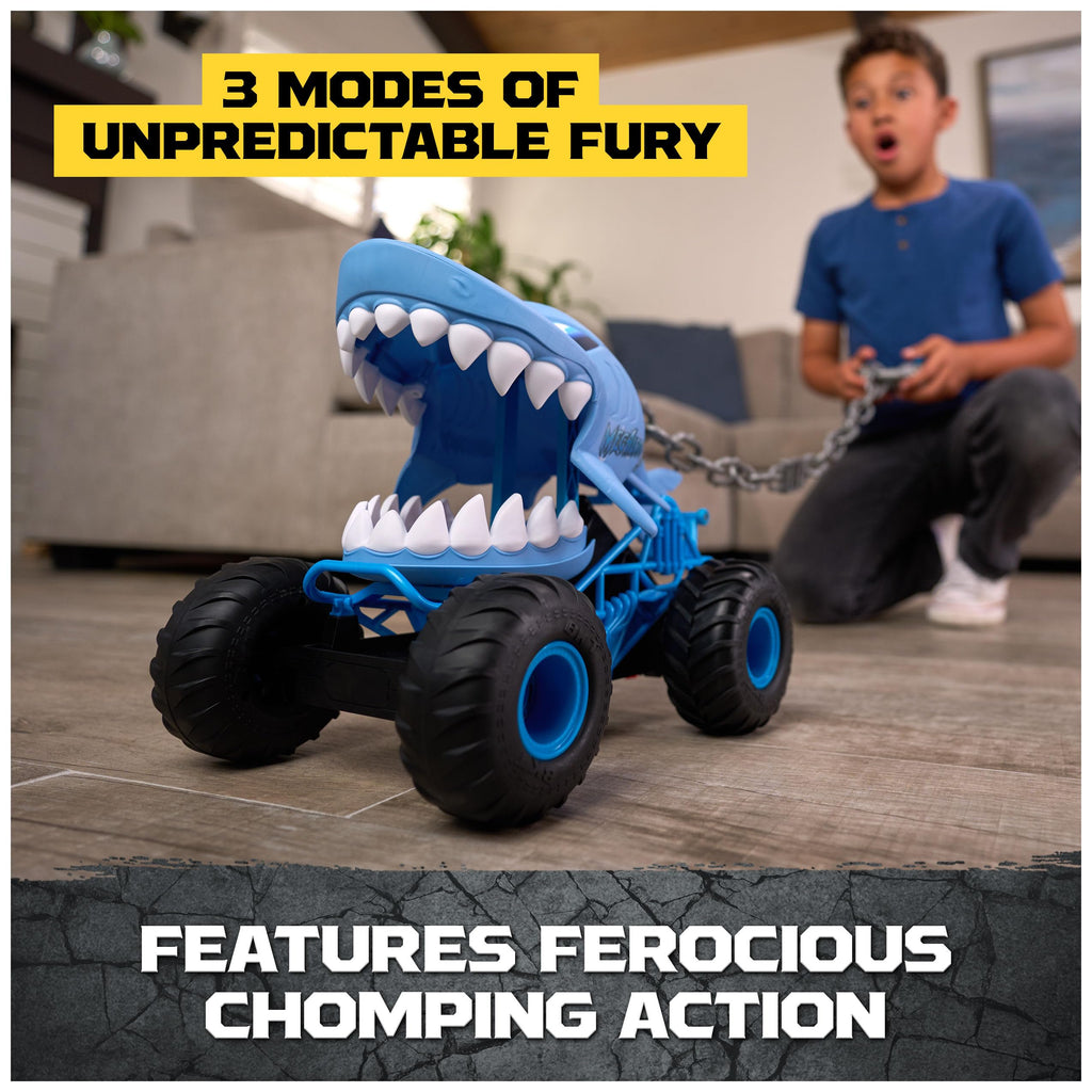 Monster Jam Chomping Megalodon RC Toy Monster Truck, 1:15 Scale | Remote Control Truck Toy, Chomping Action with Wheelies & Spins, Easy to Use Remote, Pretend Play Gifts for Kids Ages 4+