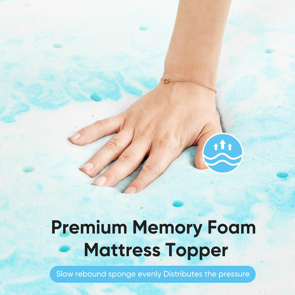 OLIXIS 2 Inch Twin Cooling Gel Infused Memory Foam Mattress Topper, Bed Pad | CertiPUR-US Certified, Soft Ventilated Pressure Relieving Bed Pad in a Box, Breathable Plush Feel