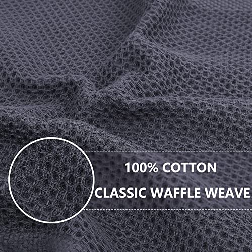 Homaxy 100% Cotton Waffle Weave Kitchen Dish Cloths 6-Pack, Dark Grey | 12 x 12 Inches, Ultra Soft Absorbent Dish Towels, Quick Drying Dish Rags with Hanging Loop