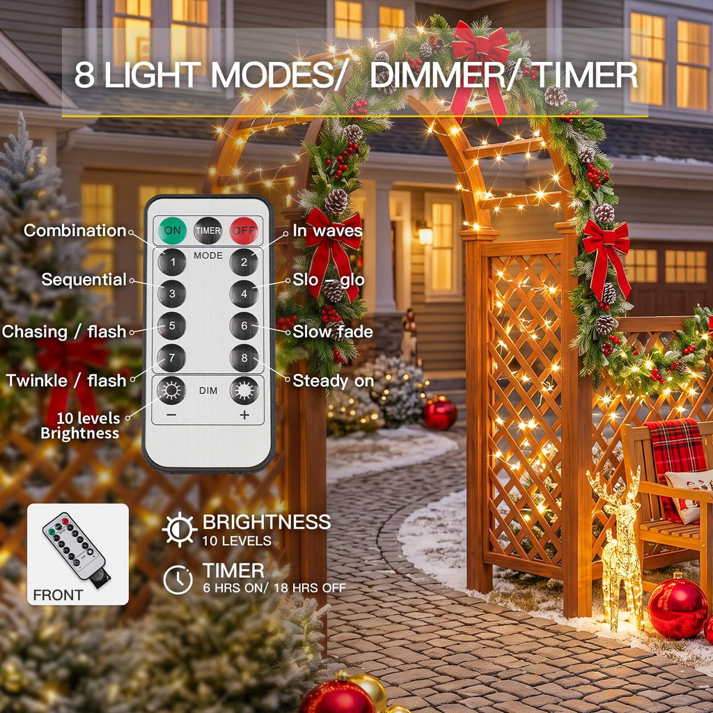 suddus Fairy Lights Battery Operated with Remote, 33ft 100 LED Dimmable Twinkle Lights with Timer, Waterproof Copper Wire String Lights for Bedroom, Christmas, Tree, Indoor Outdoor Decor (Warm White)