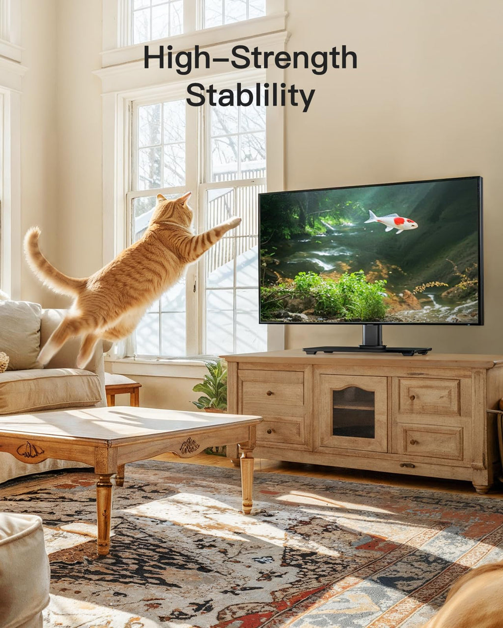 PERLESMITH Universal TV Stand Legs for 32-70 inch TVs to 99lbs with Mount | 8 Height adjustable, Tempered glass base, Fixed, Max VESA 400x400mm, Livingroom & Bedroom, PSTVS04