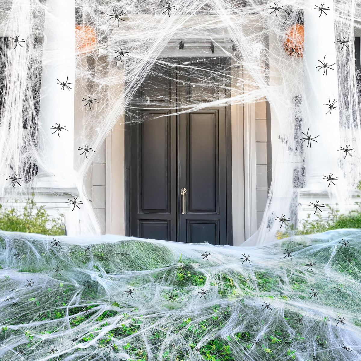 1000 sqft Spider Webs Halloween Decorations with 77 Fake Spiders | Super Stretch Cobwebs for Halloween Indoor and Outdoor Decor