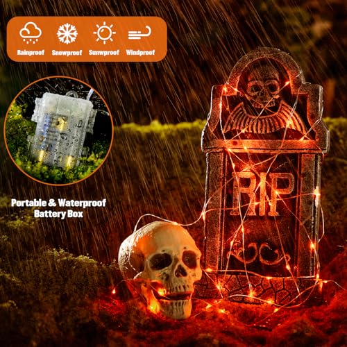 JMEXSUSS 2 Pack Orange Fairy Lights Battery Operated, Total 200 LED 66ft