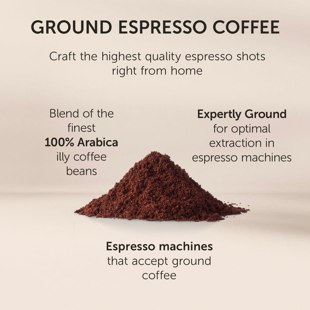 illy Ground Espresso Coffee, Classico Medium Roast, 8.8 oz | 100% Arabica, Premium Italian Coffee, Pre-Ground for Espresso Machines