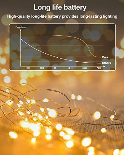 20 Pack Fairy Lights Battery Operated, 3.3ft 20 LED Mini String Lights Twinkle Lights Copper Wire Firefly Starry Lights for Mason Jars Wedding Party Christmas Centerpiece Table Decorations, Warm White