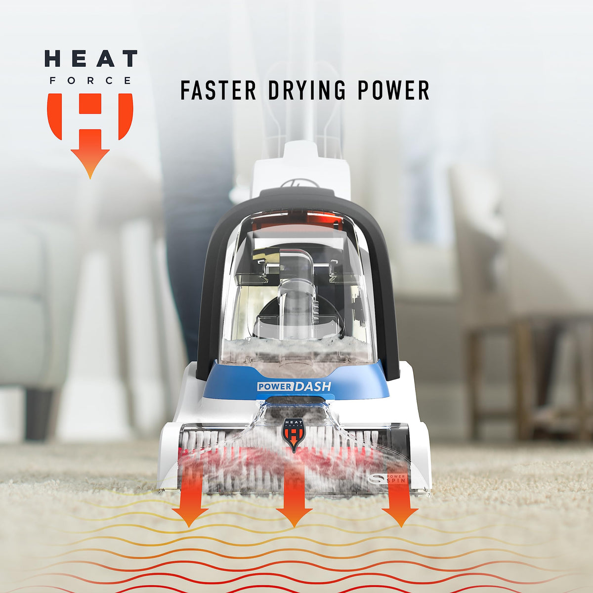 Hoover PowerDash Pet Compact Carpet Cleaner Machine, Lightweight Design | HeatForce Fast Drying, Antimicrobial Brush Roll, Pair with a Hoover Carpet Cleaner Solution